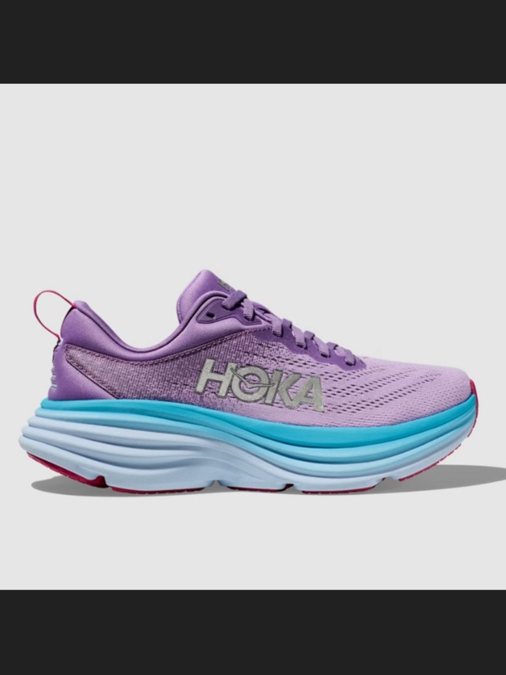 Hoka Women's Lavender and Turquoise Cushion Running Shoe - Picture 2 of 8